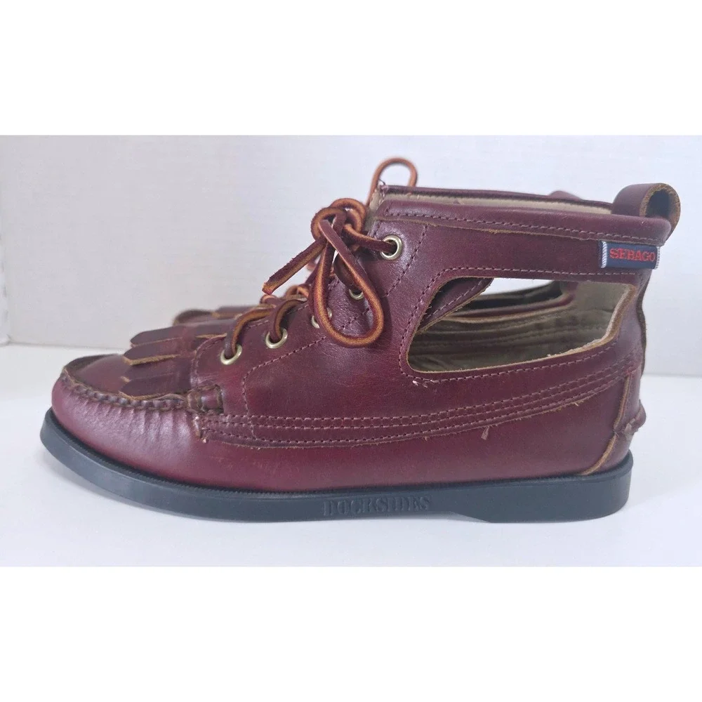 Sebago/Ronnie Fieg Angelique Burgundy Leather Ankle‎ Boots Kiltie Cutout NWOT 7M